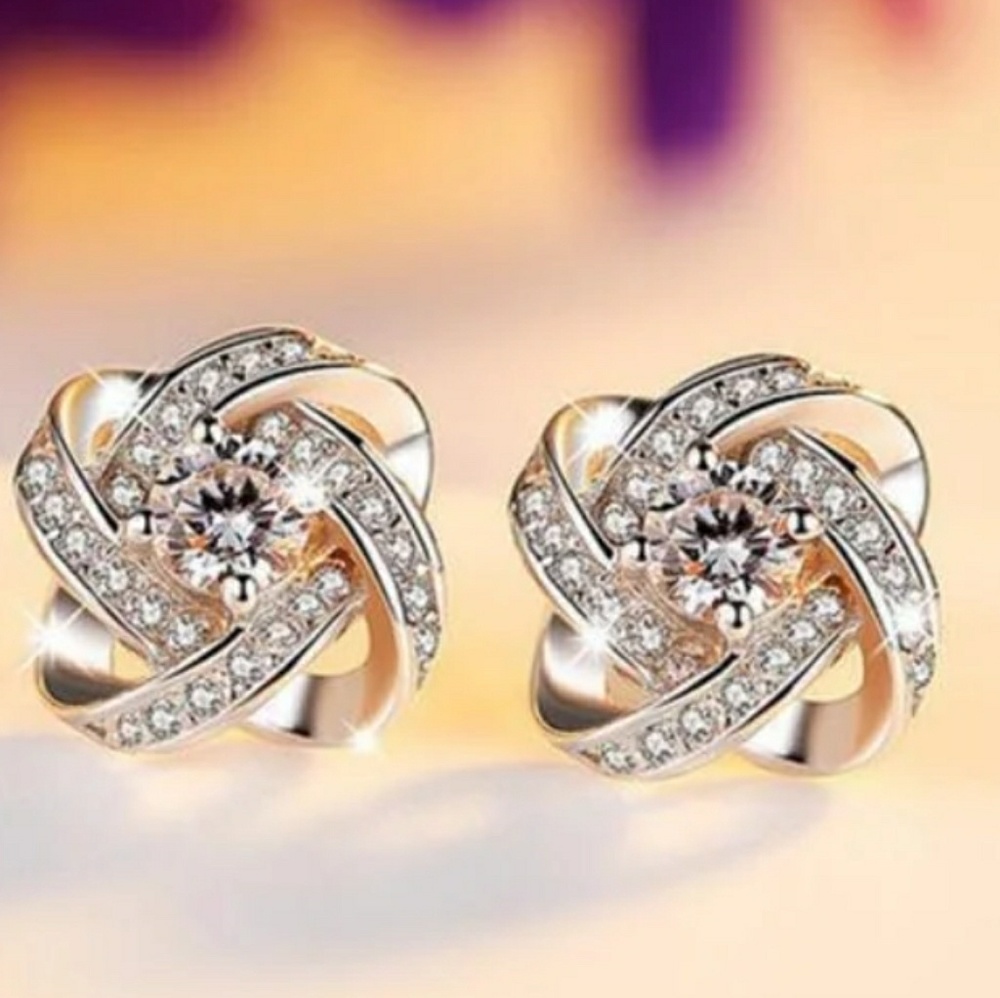 Sparkling Eternal Heart Stud Earrings